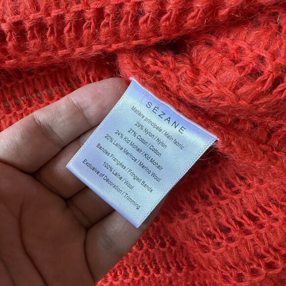 Sezane Gaston Sweater Women's Small Red Wool Cashmere Glam Boho New York - Picture 6 of 9